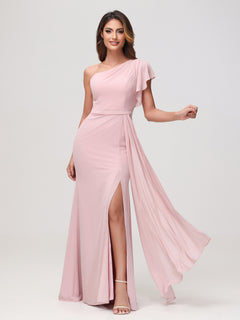 Robe fourreau asymétrique en A Rose Poudré