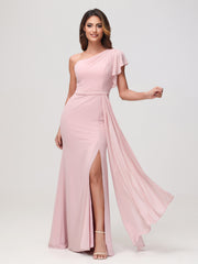 Robe fourreau asymétrique en A Rose Poudré