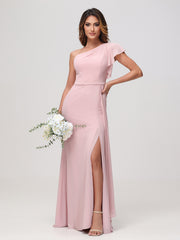 Robe fourreau asymétrique en A Rose Poudré