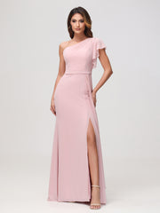 Robe fourreau asymétrique en A Rose Poudré