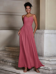 CROISÉ-Plissée Corsage Spaghetti Bretelle Robes Cannelle Rose