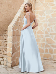 Robe Capot de A-ligne en Satin avec Fente Brume Grande Taille