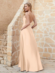 Robe Capot de A-ligne en Satin avec Fente Pêche Grande Taille