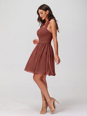 Licou Col en Cœur Mousseline Robes Courtes terracotta Grande Taille