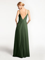 Robe à Col en Cœur Bretelles Spaghetti avec Cascade Olive Verte Grande Taille