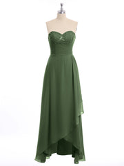 Robe Longue avec Perlée Sans Bretelles Col en Cœur Olive Verte Grande Taille