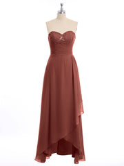 Robe Longue avec Perlée Sans Bretelles Col en Cœur terracotta Grande Taille