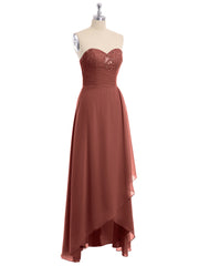 Robe Longue avec Perlée Sans Bretelles Col en Cœur terracotta Grande Taille
