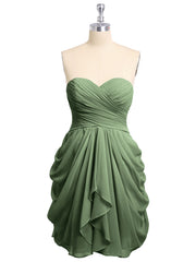 Col en Cœur Sans Bretelles Robe Demoiselle d'honneur Courte Olive Verte Grande Taille