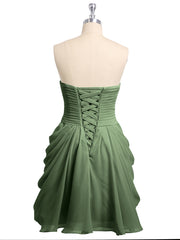 Col en Cœur Sans Bretelles Robe Demoiselle d'honneur Courte Olive Verte Grande Taille