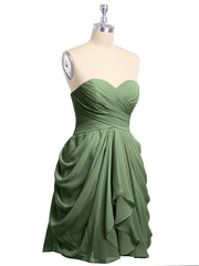 Col en Cœur Sans Bretelles Robe Demoiselle d'honneur Courte Olive Verte Grande Taille