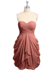 Col en Cœur Sans Bretelles Robe Demoiselle d'honneur Courte terracotta