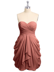 Col en Cœur Sans Bretelles Robe Demoiselle d'honneur Courte terracotta Grande Taille