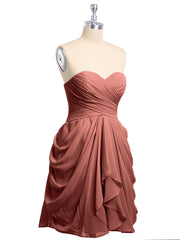 Col en Cœur Sans Bretelles Robe Demoiselle d'honneur Courte terracotta Grande Taille