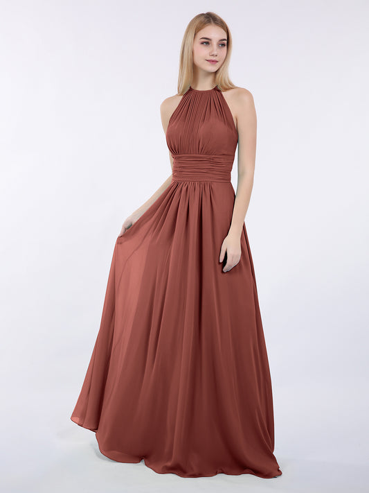 Licou Mousseline Maxi Robe Demoiselle d'Honneur terracotta