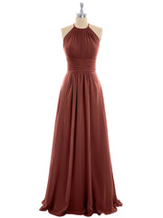 Licou Mousseline Maxi Robe Demoiselle d'Honneur terracotta Grande Taille