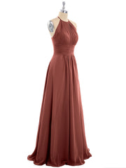 Licou Mousseline Maxi Robe Demoiselle d'Honneur terracotta Grande Taille