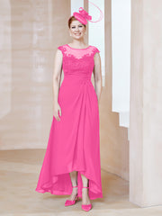 Robe en Mousseline à Encolure Illusion avec Dentelle Azalée Grande Taille
