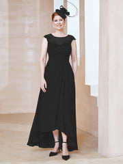 Robe en Mousseline à Encolure Illusion avec Dentelle Noir Grande Taille