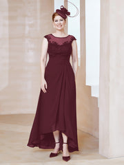 Robe en Mousseline à Encolure Illusion avec Dentelle Cabernet Grande Taille
