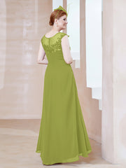 Robe en Mousseline à Encolure Illusion avec Dentelle Trèfle Grande Taille