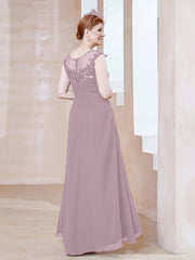 Robe en Mousseline à Encolure Illusion avec Dentelle Dusk Grande Taille