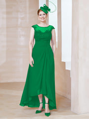 Robe en Mousseline à Encolure Illusion avec Dentelle Emeraude Grande Taille