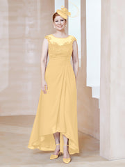 Robe en Mousseline à Encolure Illusion avec Dentelle Or Grande Taille