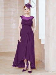 Robe en Mousseline à Encolure Illusion avec Dentelle Raisin Grande Taille