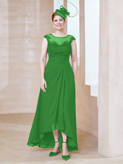 Robe en Mousseline à Encolure Illusion avec Dentelle Vert Grande Taille