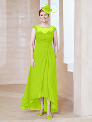 Robe en Mousseline à Encolure Illusion avec Dentelle Vert Citron Grande Taille