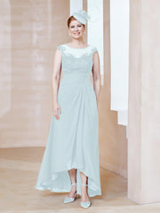 Robe en Mousseline à Encolure Illusion avec Dentelle Brume Grande Taille
