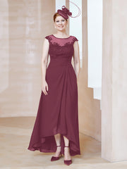 Robe en Mousseline à Encolure Illusion avec Dentelle Mûre Grande Taille