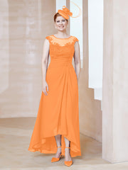 Robe en Mousseline à Encolure Illusion avec Dentelle Orange Grande Taille