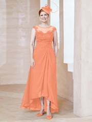 Robe en Mousseline à Encolure Illusion avec Dentelle Papaye Grande Taille
