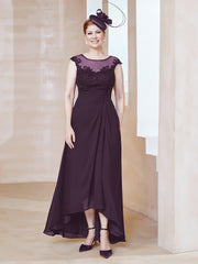 Robe en Mousseline à Encolure Illusion avec Dentelle Plum Grande Taille