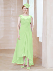 Robe en Mousseline à Encolure Illusion avec Dentelle Sauge Grande Taille