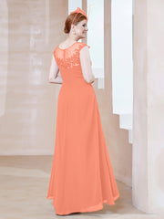 Robe en Mousseline à Encolure Illusion avec Dentelle Crépuscule Grande Taille