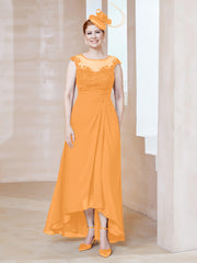 Robe en Mousseline à Encolure Illusion avec Dentelle Mandarine Grande Taille