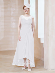 Robe en Mousseline à Encolure Illusion avec Dentelle Blanc Grande Taille