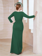Robe Longueur au Sol en Crêpe Extensible Vert Foncé Grande Taille