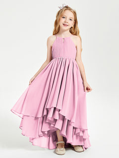 Robes de Demoiselle d'Honneur Junior en Mousseline Rose Bonbon