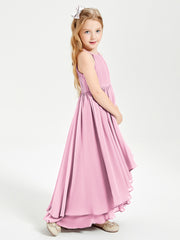Robes de Demoiselle d'Honneur Junior en Mousseline Rose Bonbon