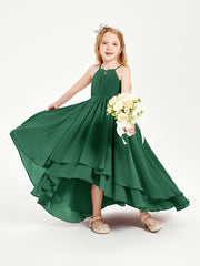 Robes de Demoiselle d'Honneur Junior en Mousseline Vert Foncé