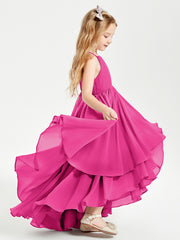 Robes de Demoiselle d'Honneur Junior en Mousseline Fuchsia