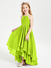 Robes de Demoiselle d'Honneur Junior en Mousseline Vert Citron