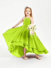 Robes de Demoiselle d'Honneur Junior en Mousseline Vert Citron