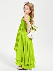 Robes de Demoiselle d'Honneur Junior en Mousseline Vert Citron