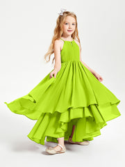 Robes de Demoiselle d'Honneur Junior en Mousseline Vert Citron