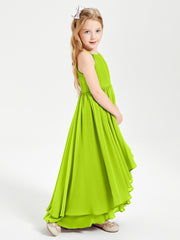 Robes de Demoiselle d'Honneur Junior en Mousseline Vert Citron